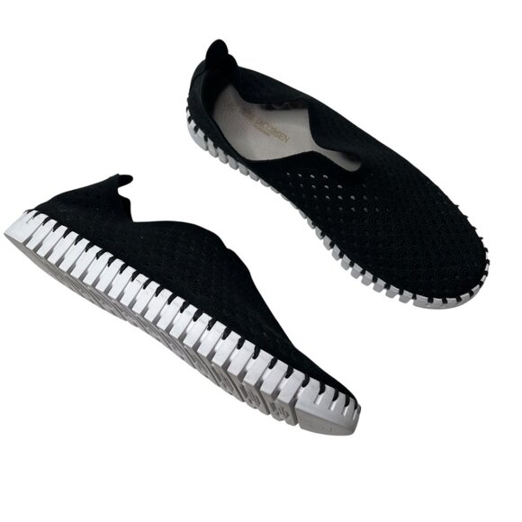 Ilse Jacobsen Tulip Black Fabric Perforated Slip-On Shoes Size 40 - Picture 1 of 13